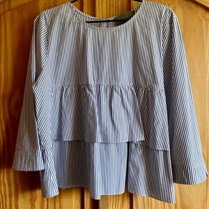Anthropologie Sunday in Brooklyn Striped Ruffle Shirt Size L